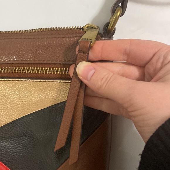 Fossil issue 1954 leather patchwork colorblock crossbody bag - Picture 5 of 12